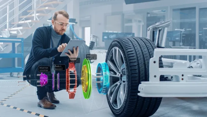 Man checking wheel